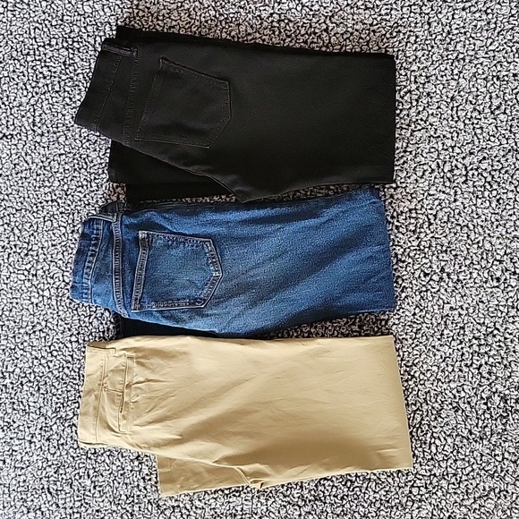 Old Navy Pants Bundle 3 Pairs Khaki Chinos, Blue Jean, Black Jean Boys Size 14 - Picture 1 of 10